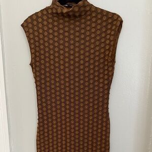Brown Zara bodycon midi dress